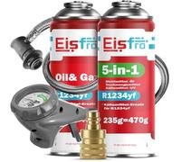 Eisfro - Kit de Recarga de Aire Acondicionado R1234yf - Refrigerante 5 en 1 XL + Aceite, aditivo sellador, colorante UV, Agente deshidratante + Gas de Recarga R1234yf 235 g, Manguera y Adaptador YF