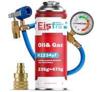 Eisfro - Kit de Recarga de Aire Acondicionado sustituto R1234yf con Gas sustituto R1234yf 3 en 1 - 2 x 235 g - Gas sustituto R1234yf - Eco - con Adaptador AZ y Manguera