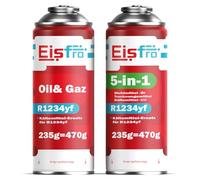 Eisfro - Kit de Recarga de Aire Acondicionado sustituto R1234yf - Refrigerante 5 en 1 XL con Aceite, aditivo sellador, colorante UV y Agente deshidratante + Gas de Recarga sustituto R1234yf 235 g