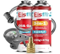 Eisfro - sustituto R1234yf Recarga de Aire Acondicionado para automóvil + Gas sustituto R1234yf 3 en 1 para Aire Acondicionado - 2 x 235 g con Manguera y Adaptador YF - Eco