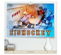 Eishockey - Fight (hochwertiger Premium Wandkalender 2026 DIN A2 quer), Kunstdruck in Hochglanz: Teamsport der Extra-Klasse - Kraft, Ausdauer, Härte und Schnelligkeit