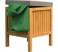 EISL BMBA02-WKBH Taburete de baño de bambú con cesto para la Colada, Taburete de baño, Taburete de Madera, Muebles de baño para Sentarse, marrón Claro, 39 x 52 x 39 cm Aprox