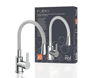 EISL NI186FLHG Flexo - Grifo monomando para fregadero, color gris claro/cromado, flexible, ahorro de energía y agua, grifo monomando con rango giratorio de 360°