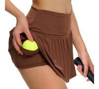 Eisnnu Falda Corta de Tenis Mujer, con Cintura elástica, pantalón Corto y pantalón, Falda Deportiva de Verano para Patinadora (FR/ES, Letras, XL, Regular, Regular, Café)