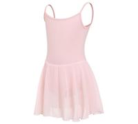 Eisnnu Maillot de Danza tutú Clásico algodón sin Mangas Ballet Traje de Gimnasia Leotardo con Falda 2-14 AñOs(Rosa,160)
