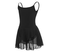 Eisnnu Maillot de Danza tutú Clásico algodón sin Mangas Ballet Traje de Gimnasia Leotardo con Falda 2-14 AñOs(Negro,150)