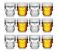 eispap Juego de 12 vasos de chupito de calavera de 50 ml, aptos para congelador, para regalos o adornos, juego de vasos con diseño de calavera (12)