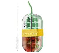 Eiswürfelschale & Wasserflasche - Easy Release Eisbereiter | Wiederverwendbare Eiswürfelform Mit Strohhalm Für Fitness Outdoor & Camping, 22x11x7cm, Inkl. Reinigungsbürste & Aufkleber