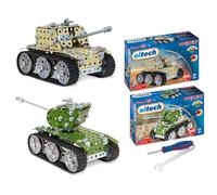 Eitech Juego de construcción de metal - Juego de 2 tanques de juguete ArmyGreen y amarillo arena, modelo para niños y niñas, regalo para niños 8, 9 y 10 años, juguete de motricidad