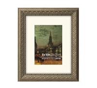 Eitida Marco de fotos clásico adornado de bronce antiguo de 8 x 10 pulgadas, con paspartú para fotos de 5 x 7, protección de cristal real, exhibición de montaje en mesa o pared