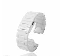Eivdru Correa de reloj de cerámica Premium brillante bicolor plata cierre deployment correa blanca y negra para hombres correa de mujer, 21 mm, Cerámica