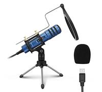 EIVOTOR USB Micrófono, Micrófono de Condensador, con Trípode Ajustable, para MacOS, Windows, Computadoras, Streaming, Podcasts, Youtube, Locución, Skype, TikTok