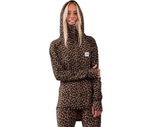 Eivy - Ropa interior térmica mujer - Icecold Hood Top Leopard de Lana - Talla L - Marrón Marrón L