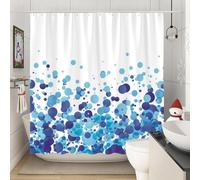 EIWAXU Cortina de Ducha Azul Degradado, Moderna, geométrica, Abstracta, con Lunares de Acuarela, pétalos de poliéster, mampara de bañera Blanca, Lavable a máquina 80x150cm(AnxAl)