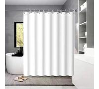 EIWAXU Cortina de Ducha Blanca Sencilla con Ganchos, Lavable a máquina, Ideal para Paredes y bañeras. 200x203cm/79x80in(WxH)