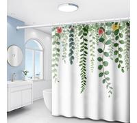 EIWAXU Cortina de Ducha botánica con diseño de Enredaderas Verdes - Decoración Moderna para el baño, Tela Apta para bañera o Cabina de Ducha. 120x160cm(AnxAl)