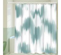EIWAXU Cortina de Ducha con Degradado Azul Claro y Blanco: diseño Apto para baños, Lavable a máquina, Divisor de baño con Ganchos. 210x230cm/83x91in(WxH)