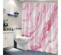 EIWAXU Cortina de Ducha con espirales jaspeadas en Rosa, Rojo y Blanco, de poliéster, Lavable a máquina. 190x240cm/75x94in(WxH)