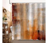 EIWAXU Cortina de Ducha con Textura de óxido, diseño Abstracto en Tonos marrón, Naranja y Gris, decoración Industrial para baño, Lavable a máquina. 230x200cm(AnxAl)
