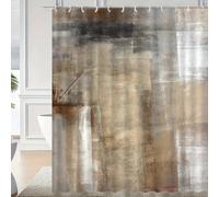 EIWAXU Cortina de Ducha de Arte Abstracto con Ganchos, confeccionada en poliéster Lavable a máquina, en Colores Beige, marrón, Gris y Blanco. 80x210cm/33x83in(WxH)