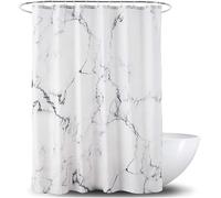 EIWAXU Cortina de Ducha de baño de mármol 95x210cm/Ancho x Alto Cortina de Ducha de Tela Gris y Blanca con Ganchos, Decorativa para baño, Resistente al Agua.