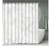 EIWAXU Cortina de Ducha de mármol Blanco con diseño de Vetas Grises para decoración de baño, de poliéster. 110x170cm/43x67in(WxH)