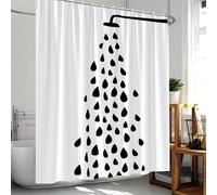 EIWAXU Cortina de Ducha de poliéster con diseño Moderno en Blanco y Negro y Ganchos, Lavable, Ideal para el baño en Todas Las Estaciones. 70x215cm/28x85in(WxH)