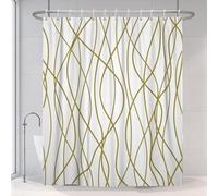 EIWAXU Cortina de Ducha Dorada, Blanca y marrón Claro para baño, Moderna y geométrica, complementos para el baño, Lavable a máquina. 270x210cm/106x83in(WxH)