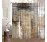 EIWAXU Cortina de Ducha Moderna Abstracta en Beige, marrón, Gris y Blanco con Ganchos, diseño de líneas onduladas texturizadas, Lavable a máquina. 120x175cm/47x69in(WxH)