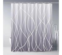 EIWAXU Cortina de Ducha Morada ombré con Ganchos, Moderna Cortina de Ducha con diseño geométrico Abstracto y Rayas moradas ombré, Resistente al Agua, para casa o Hotel 70x190cm/28x75in(AnxAl)