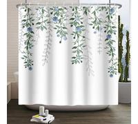 EIWAXU Cortina de Ducha pequeña y Fresca 70x160cm/Ancho x Alto Cortina de Ducha de poliéster Impermeable con diseño de Plantas y Acuarela para baño