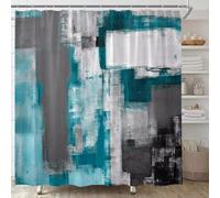 EIWAXU Cortina de Ducha Turquesa y Gris Verdoso con Pinceladas abstractas, Estilo Bohemio Moderno, Ideal para el hogar o el baño. 100x190cm(AnxAl)