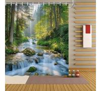 EIWAXU Cortina de Ducha Waterfall Serenity para baño, Moderna, de poliéster Repelente al Agua, Lavable a máquina, decoración para el baño. 130x180cm/51x71in(AnxAl)
