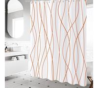 EIWAXU Decoración de Cortina de Ducha de baño, con un diseño de Rayas Naranjas y Blancas, Estilo geométrico Abstracto Moderno, Simple 120x180cm/47x71in(WxH)