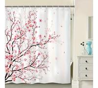 EIWAXU Elegante Cortina de Ducha Impermeable con diseño de Flor de Cerezo Rosa añadir un Toque Suave y romántico a tu baño. 140x200cm/55x79in(Ancho X Alto)