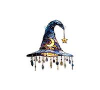 eixnxV Sombrero de bruja acrílico y escoba, decoración colgante de Halloween, ventana, mantel de puerta delantera, centro de mesa, decoración de Halloween