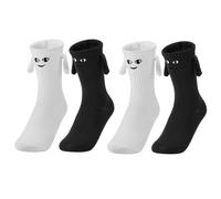 EIYVPRA 2 pares de calcetines magnéticos divertidos, calcetines mujer divertidos, calcetines 3d mano en la mano para mujeres hombres, par unisex divertido con las manos, calcetines para pareja