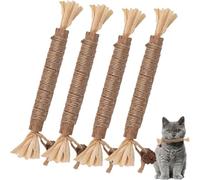 EIYVPRA Palitos de Hierba Gatera, Masticar Palos Gato, Palitos Masticables Natural Matatabi para Gatos, Palo de Hierba Gatera Natural, Juguetes del Catnip, para Cuidado Dental en Gatos (4PCS)