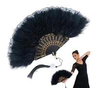 EIYVUAL Ventilador de mano, 2PCS Abanico de Mano, Vintage de los Años 20 Abanico Plegable de Plumas, Abanicos Plegables Clásicos Retro, Plegable de para Mujer,para Baile, Halloween,Carnaval, Fiesta