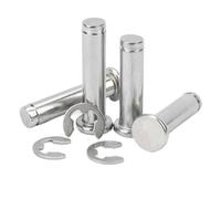 Eje de posicionamiento cilíndrico, 10 piezas M10 A2 Pasador de rodillo de rodamiento de cabeza plana de acero inoxidable con clip de eje de longitud 16 mm ~ 150 mm(60mm)