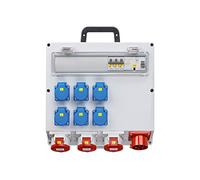 Eje - Divisor de pared Schwabe listo para conectar - Distribuidor de flujo de construcción con enchufe CEE 400V/16A/11kW - Salida 6x Schuko, 3 x CEE (400V/16A/5 polos) - separador de humedad - caja de