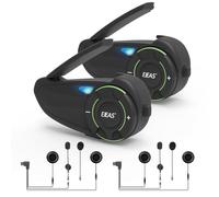 EJEAS Q8 Mesh 3.0 Sistema de Comunicación de Intercomunicación Grupal, Intercomunicador Casco Moto Bluetooth 5.1 con Reducción de Ruido CVC y Uso Compartido de Música para 6 Jinetes(2 Paquete)