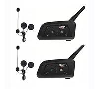EJEAS V6 Pro 1200M Auriculares Moto Inalambrico Bluetooth para Motocicletas, Impermeabilidad Intercomunicador Casco Comunicador hasta 6 Jinetes (2 Paquetes)