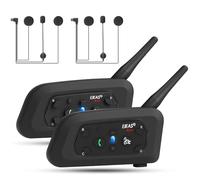 EJEAS V6 Pro+ Intercomunicador Casco Moto Mejorado, Sistema de Comunicación de Intercom de Casco de Motocicleta Bluetooth 5.1, Interfaz Tipo C, Puede Conectarse al Mango EUC (Excluyendo) (2 Paquete)