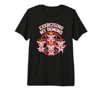 Ejerciciando mis Demonios Divertido Gimnasio Entrenamiento Demonio Camiseta Premium