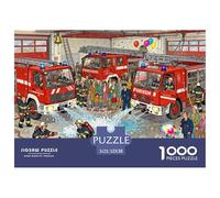 Ejercicio de Emergencia en la estación de Bomberos Desastre Puzzle De Madera Impermeable Puzzles De 1000 Piezas para Adultos Imposible Rompecabezas para Decoración del Hogar