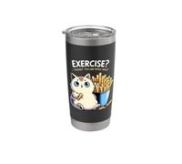 Ejercicio I Thought You Said Extra Fries Gimnasio para gatos y amante de los memes Vaso térmico de acero inoxidable de doble pared