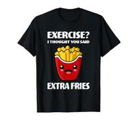 ¿Ejercicio? Pensé Que dijiste Papas Fritas Extra Amante de la Comida rápida Camiseta gráfica económica, Hombre, Negro, S