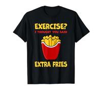 ¿Ejercicio? Pensé Que dijiste Papas Fritas Extra Amante de la Comida rápida Camiseta gráfica económica, Hombre, Negro, M