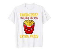 ¿Ejercicio? Pensé Que dijiste Papas Fritas Extra Amante de la Comida rápida Camiseta gráfica económica, Hombre, Blanco, S